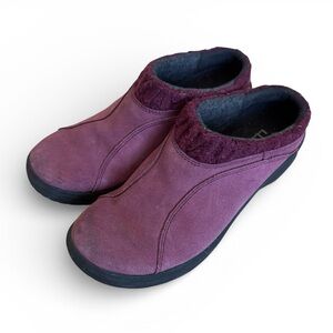 LL Bean Suede Mule Clogs Sherpa Lined Comfort Slip On Shoes Lounge Plum Gray 8